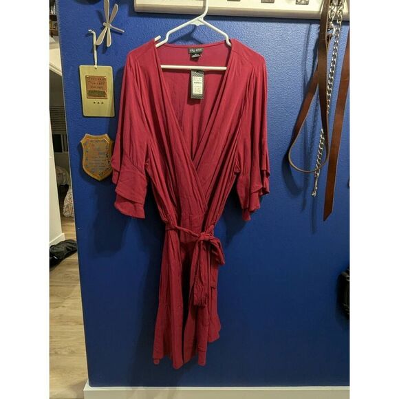 SzāXL (22/3XL) City Chic Dress Fiesta Fun in Rhubarb - BNWT! - Picture 3 of 10